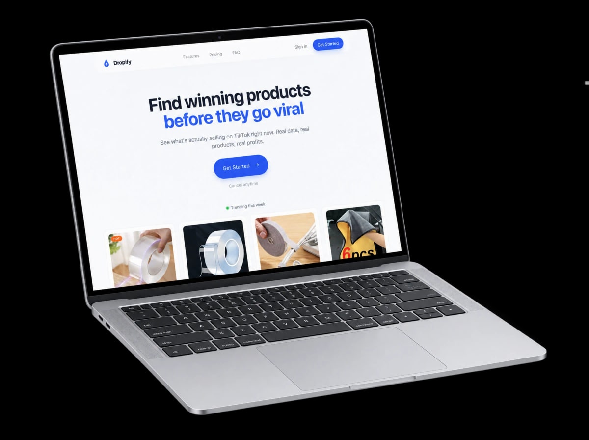 Dropify dashboard on a laptop
