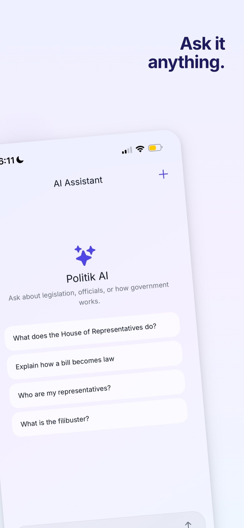 Politik AI — ask anything about how government works