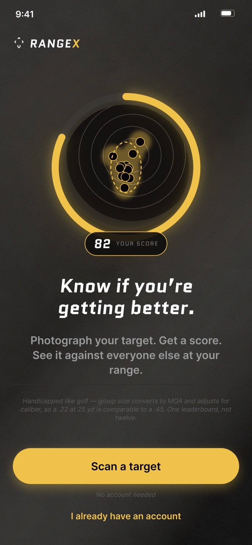 Know if you're getting better — the first scan happens signed out, score first, sign up to keep it